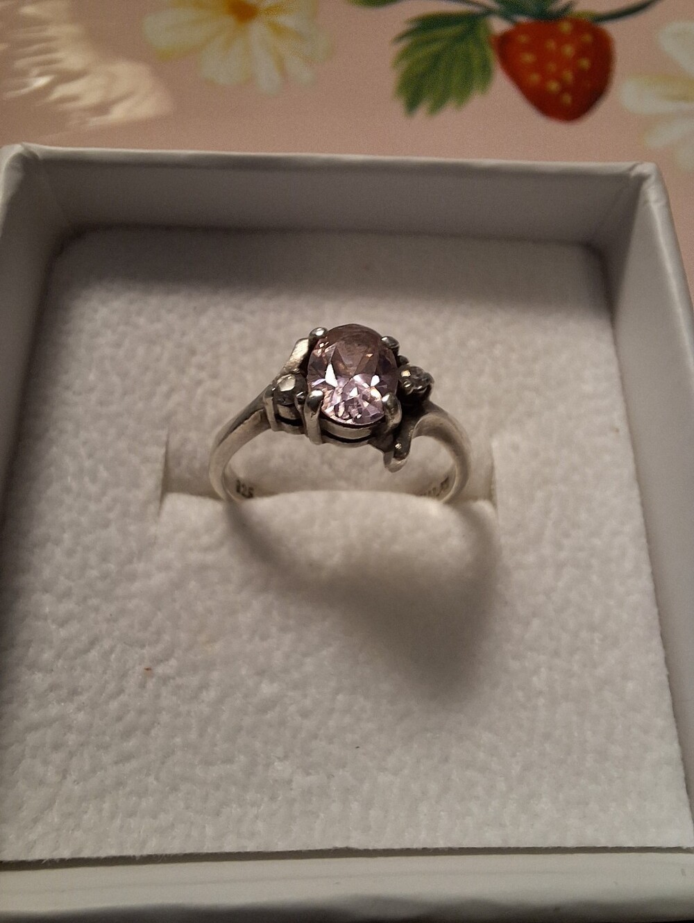 Sterling Silver Lavender Pink Amethyst Ring - Elegant Floral Design